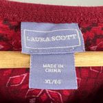 Laura Scott  1X Womens Red 3/4 Sleeve Floral Rhinestone Tee Top Shirt Photo 6