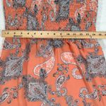 Buddy Love Dress Women's Large Orange Paisley Smocked Spaghetti Strap Ruffle Hem Photo 1
