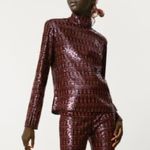 ZARA  SEQUINNED TOP Blouse High Neck & Long Sleeves w/ Slit Size XS NEW Photo 7