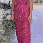 ASOS  Pearl And Fringe Halter Midi Dress in Pink Size US 0 Photo 2