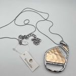 Chico's NWT Chico’s Textured Flip Metal Pendant Reversible Necklace Two Tone Gold Silver Photo 0