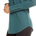 Chaser  Waffle Knit Button Cuff Top – Teal – Size Small EUC Casual Fall Layer Photo 12
