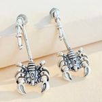 Pair of Punk Style Retro Metal Gothic Scorpion Hoop Earrings , emo goth rock Silver Photo 3
