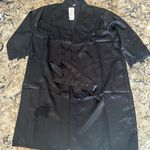 Black Satin Pajama Set Robe Pants Nightie Lace Trim Womens Size M/L New Lingerie Size M Photo 2