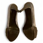 White House | Black Market Gray Satin Peep Toe Bow Heels - Elegant Pumps size 9 Photo 3