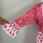 Meher’s The Label Tiered Floral 100% Cotton Scallop Edge Mini Dress Sz Med Pink Photo 6