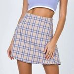 Princess Polly Blue, Beige Checkered Plaid Mini Skirt Photo 3