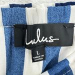 Lulus ‎ Striped Strapless Romper Women's Size L Blue White Ruffle Layered Casual Photo 4