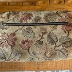 Vintage Floral Cloth Upholstery Wood Clasp Purse Clutch Bag Brown Photo 2