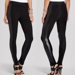 BCBGMAXAZRIA Caragh Faux Leather Panel Leggings Black Pull On Mixed Media Small Photo 1