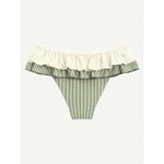 Green Striped Vintage Peplum Skirted Bikini Bottom Photo 5