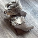 Chinese Laundry  Faux Fur Brown Wedge Ankle Boots Leather Booties Photo 1