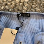 ZARA  Blue Ribbed Corset Lace Up Top Size Small Photo 4