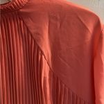 Halogen  Pleated flowy long sleeve BLOUSE coral pink high neck top M Photo 8