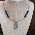 Puzzle Piece Blue Jewel Necklace Photo 3