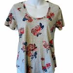 Lucky Brand  gray floral scoop neck short sleeve T Photo 0