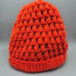Handmade Crochet Dark Burnt Orange Ladies Beanie Hat One Size Metallic Speckles Photo 2