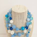 Western Germany Triple Strand Graduated Blue Faceted Bead Necklace Photo 3