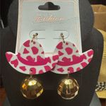 Acetate Cowboy Drop Earrings With Gold Accent Bead Pink Photo 0
