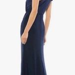 Mac Duggal NWOT  Navy Blue Ruffle One Shoulder jersey Drape Gown sz 0 Photo 1