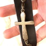 Brown Leather brass tone cross bracelet Photo 5