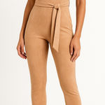 Bebe Faux Suede Catsuit Jumpsuit in Desert Mist Photo 0