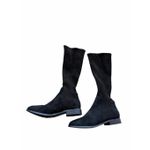 Chelsea Crew Rambler Tall Ribbed Boot Size 7.5 Black Stretch Pull Up Low Heel Photo 2