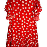CROSBY by Mollie Burch  Posey Dress‎ Red Floral Ruffle Sleeve Mini Dress Sz Small Photo 0