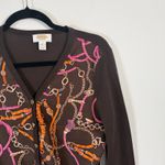 Talbots Brown Equestrian Wool Silk Cardigan Sweater Western Y2K Womens Small Photo 1