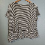 Free People  Beach Striped Black‎ and White Short Sleeve Ruffle Top Photo 5