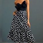 Anthropologie NWT  Hutch Dress Bow-Tie Strapless Midi Polka Dot Black White SZ 00 Photo 0
