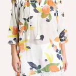 Roller Rabbit ‎ Tunic Top Serafina Fruit Print Cotton Gauze Fringe XL Swim Resort Photo 0