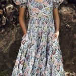 Agua Bendita Palmera Magdalena Dia Floral Midi Dress Multicolor Size Large NWT Blue Photo 0