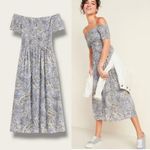 Old Navy  NWT Short Sleeved Off-the-Shoulder Paisley Smocked Midi Dress Photo 1