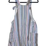 BDG  Pastel Lollipop Stripe Button Front Denim Overall Mini Dress Sleeveless Blue Photo 9