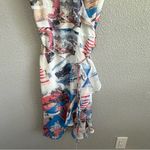 White House | Black Market WHBM Ruffle Wrap Dress Size‎ 12 in Postcard Denim Blue EUC Photo 5
