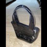 Brighton Vintage Embroidered Floral Black Leather Mini Tote Bag 8.5x7.5” Photo 3