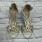 City Classified Womens Maggie Rhinestone Formal Heel Silver Size 9 Ankle Strap Photo 4