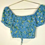 Ambiance Apparel 🆕  Blue Floral Center Synch Crop Top Photo 6