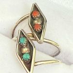 Vintage Handcrafted Sterling Silver Turquoise Coral Southwestern Ring Size 5 3g. Photo 2