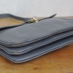 Italian Made Vintage Grey Leather Turnlock Close Shoulder Bag Gray Photo 6