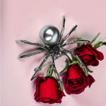Vintage Style Gothic Spider Shape Brooch Inlaid‎ Faux Pearls Personality Brooch Gray Photo 9
