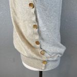 J. McLaughlin Womens Contrast Sweater Size XL Beige Gray Cotton Modal Elbow Patch Photo 3