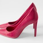 ZARA NWT FUCHSIA Snake Print PUMP Heel Sandal EU37 US 6.5 Photo 1