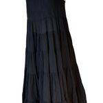 Greek Archaic Kori Black Cotton Gauze Tiered Flowy Maxi Halter Dress, Sz XS Photo 5