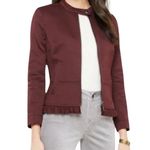 Ann Taylor Long Sleeve Full Zip Jacket Ruffle Hem Cotton Purple Women's Size 6 Photo 0