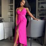 ZARA WOMAN MIDI DRESS WITH STRAPS Knot Ruching FUCHSIA PINK Size XS Photo 5