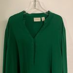 Chico's  Green Blouse with Pleated Sleeves Photo 1