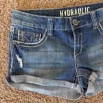Hydraulic ‎ Medium Wash Embroidered Pockets Low Rise Denim Jean Shorts 11/12 NEW Photo 1