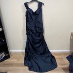 NWT  Dresses Nwot La Femme Off The Shoulder Satin Evening Gown  14 Navy Photo 4
